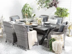 Tavolo da pranzo da giardino CASCAIS 200 cm 105 cm Metallo Grigio