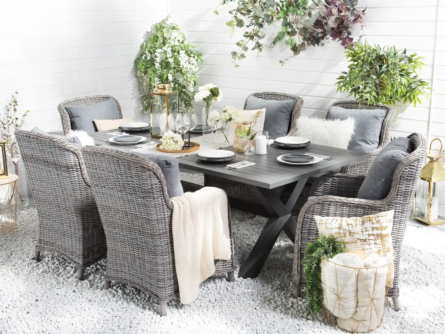 Tavolo da pranzo da giardino CASCAIS 200 cm 105 cm Metallo Grigio