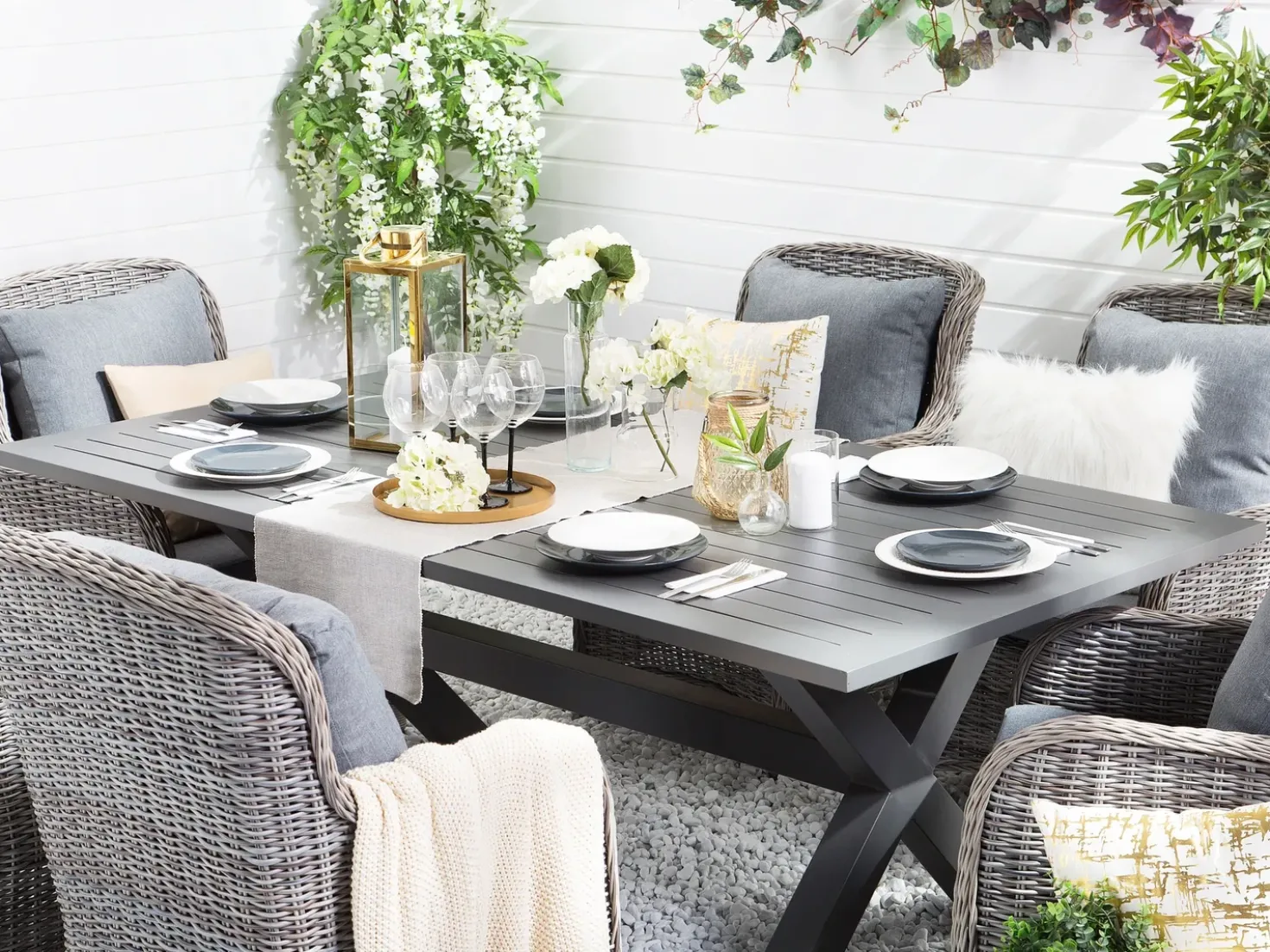Tavolo da pranzo da giardino CASCAIS 200 cm 105 cm Metallo Grigio