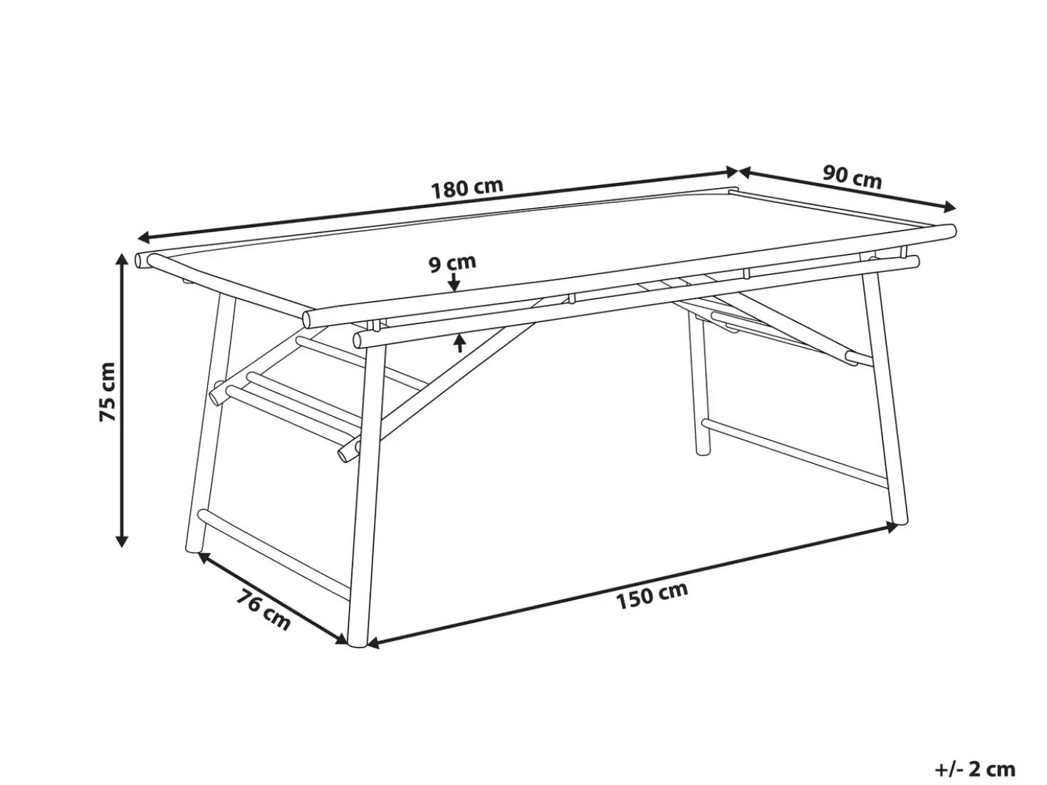 Tavolo da pranzo da giardino TINDARI 180 cm 90 cm Bambù Marrone chiaro