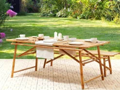 Tavolo da pranzo da giardino TINDARI 180 cm 90 cm Bambù Marrone chiaro