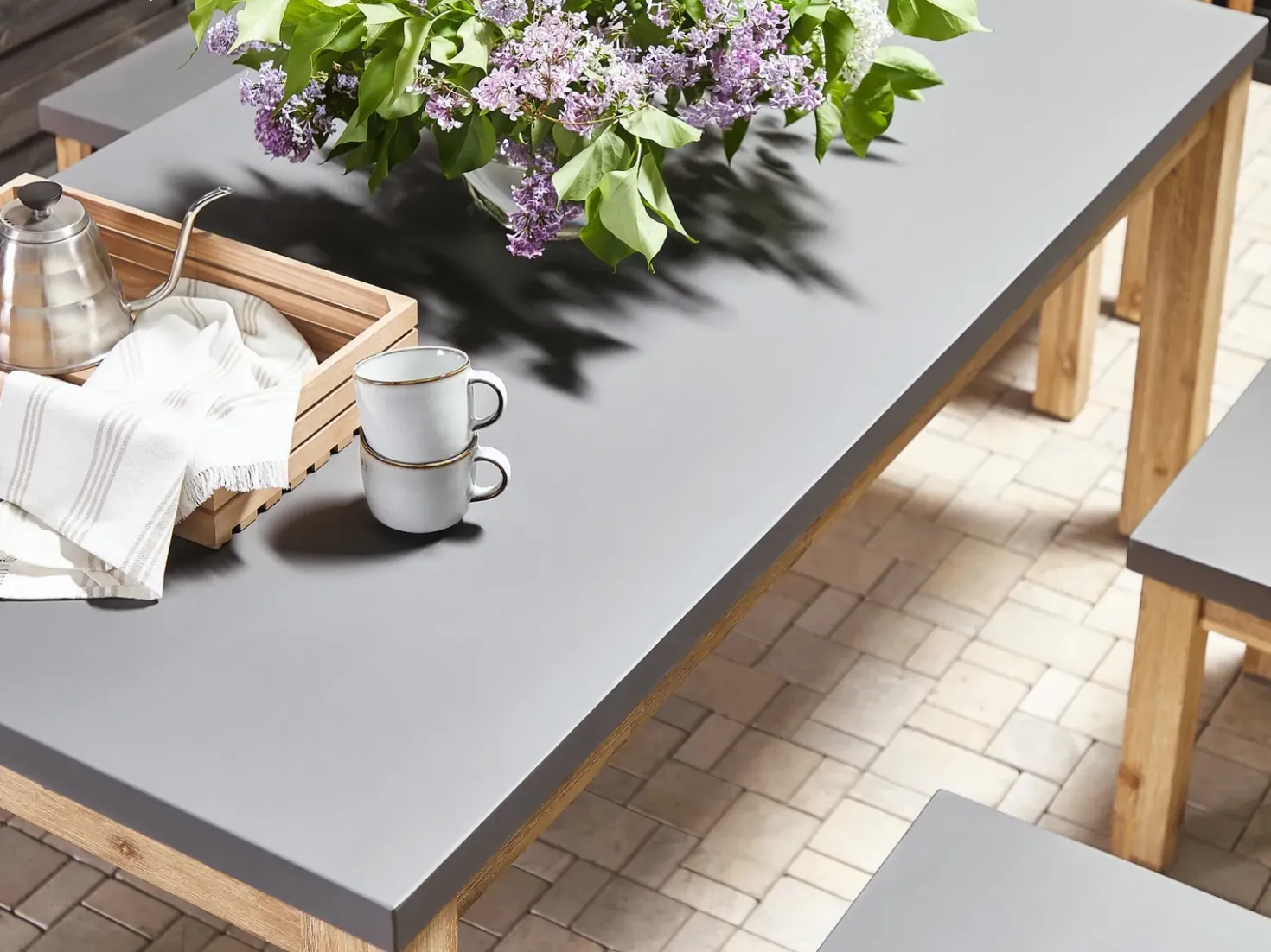 Tavolo da pranzo da giardino OSTUNI 180 cm 90 cm Cemento Grigio