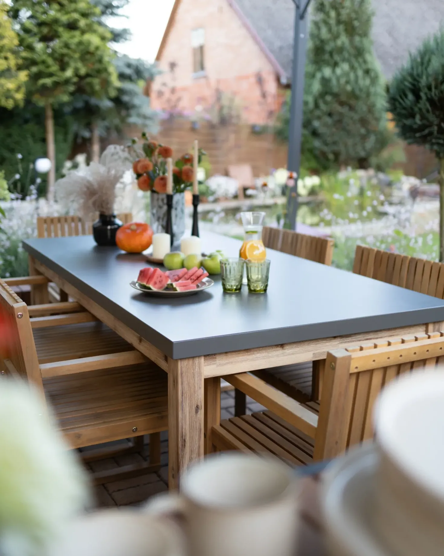 Tavolo da pranzo da giardino OSTUNI 180 cm 90 cm Cemento Grigio