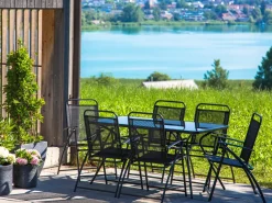 Tavolo da pranzo da giardino LIVO 140 cm 80 cm Vetro Nero