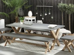 Tavolo da pranzo da giardino OLBIA 200 cm 100 cm Cemento Grigio