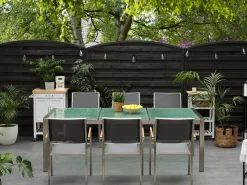 Tavolo da pranzo da giardino GROSSETO 220 cm 100 cm Vetro incrinato Trasparente