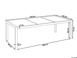 Tavolo da pranzo da giardino GROSSETO 220 cm 100 cm Vetro incrinato Trasparente