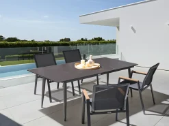 Tavolo da pranzo da giardino TOLENTINO 180 cm 90 cm Effetto marmo Marmo Grigio