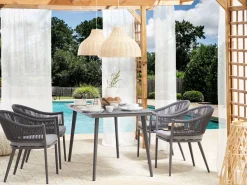 Tavolo da pranzo da giardino MILETO 140 cm 80 cm Vetro Grigio