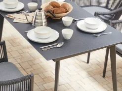 Tavolo da pranzo da giardino MILETO 140 cm 80 cm Vetro Grigio
