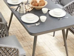 Tavolo da pranzo da giardino LIPARI 140 cm 80 cm Vetro Grigio