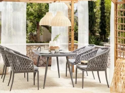 Tavolo da pranzo da giardino LIPARI 140 cm 80 cm Vetro Grigio