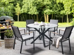 Tavolo da pranzo da giardino MALETTO 120 cm 120 cm Vetro Nero