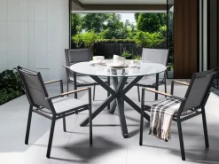 Tavolo da pranzo da giardino MALETTO 120 cm 120 cm Vetro Nero