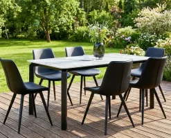 Tavolo da pranzo da giardino FELETTO 180 cm 90 cm Pietra Marmo Grigio