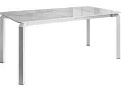 Tavolo da pranzo da giardino FELETTO 180 cm 90 cm Pietra Marmo bianco