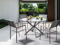 Tavolo da pranzo da giardino MALETTO 120 cm 120 cm Vetro Argento