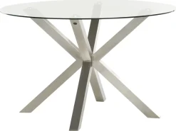 Tavolo da pranzo da giardino MALETTO 120 cm 120 cm Vetro Argento