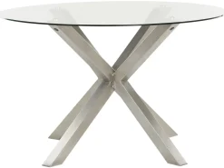 Tavolo da pranzo da giardino MALETTO 120 cm 120 cm Vetro Argento