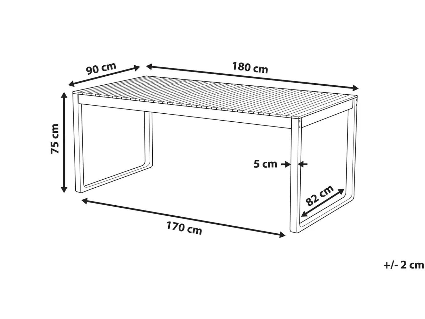 Tavolo da pranzo da giardino SASSARI II 180 cm 90 cm Legno di acacia certificato Marrone chiaro
