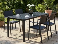 Tavolo da pranzo da giardino FELETTO 180 cm 90 cm Pietra Marmo nero