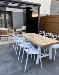 Tavolo da pranzo da giardino SCANIA 170 cm 80 cm Legno d'acacia Bianco