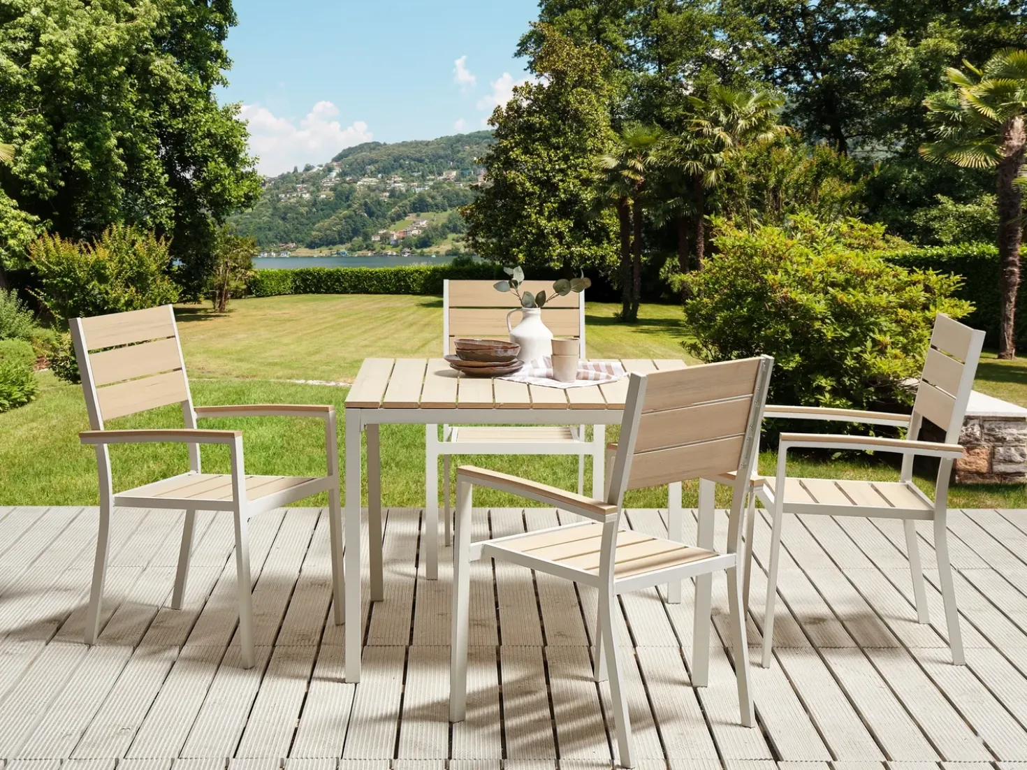 Tavolo da pranzo da giardino PRATO 95 cm 95 cm Beige