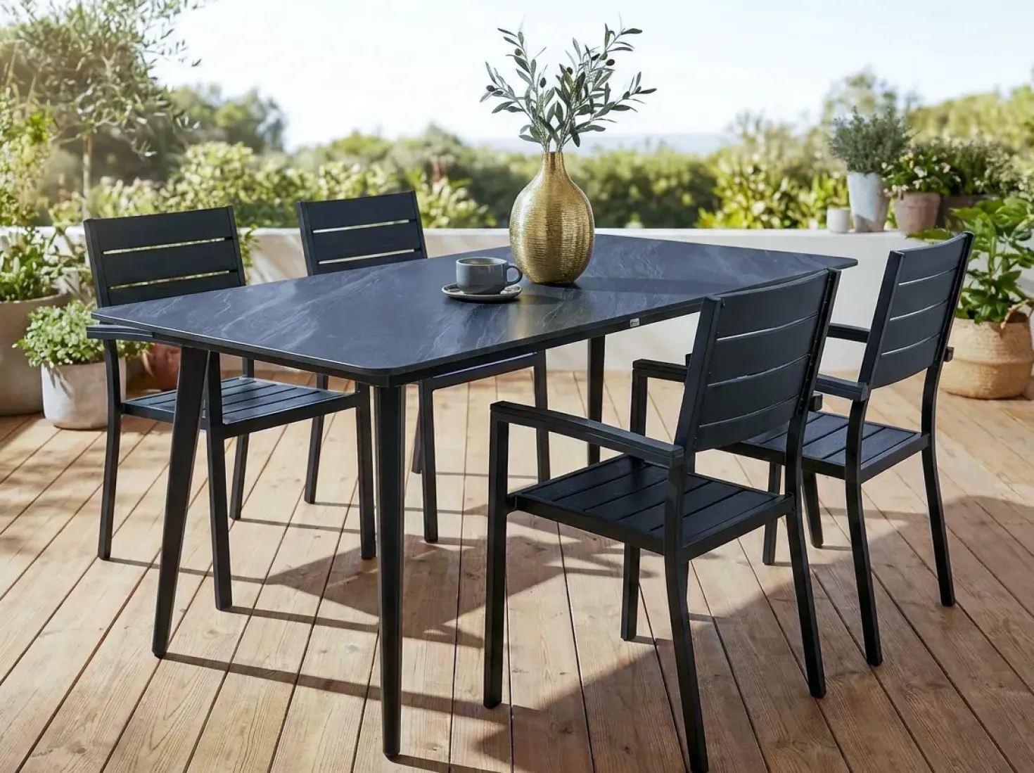 Tavolo da pranzo da giardino RODALLO 160 cm 90 cm Pietra Marmo nero