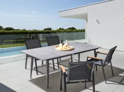 Tavolo da pranzo da giardino TOLENTINO 180 cm 90 cm Effetto pietra Grigio chiaro