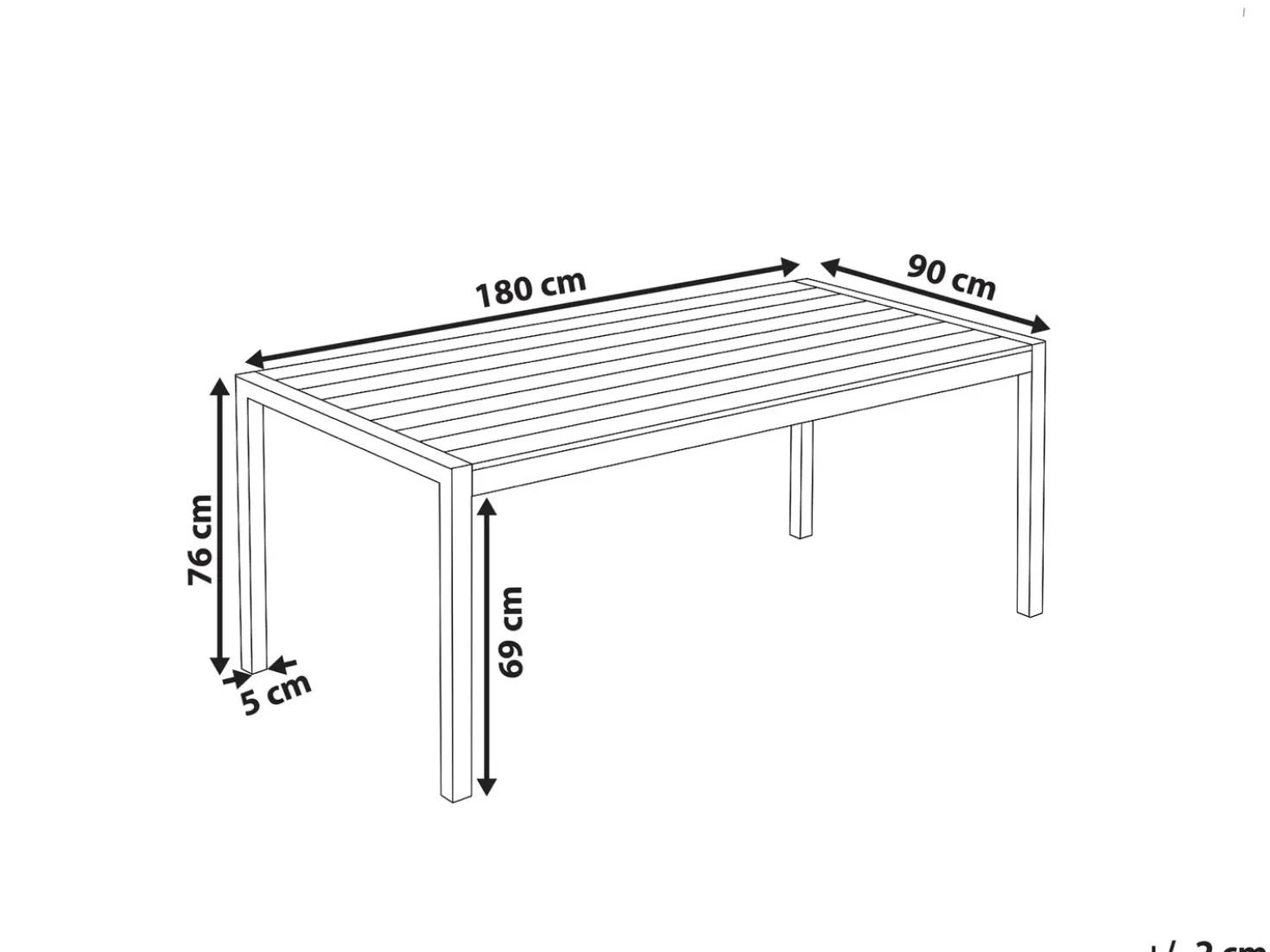 Tavolo da pranzo da giardino VERNIO 180 cm 90 cm Metallo Nero/Argento