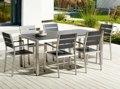 Tavolo da pranzo da giardino VERNIO 180 cm 90 cm Metallo Nero/Argento