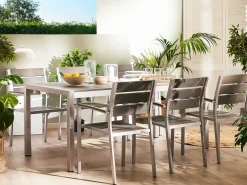 Tavolo da pranzo da giardino VERNIO 180 cm 90 cm Metallo Grigio