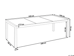 Tavolo da pranzo da giardino GROSSETO 220 cm 100 cm fiammato Granito Grigio grafite