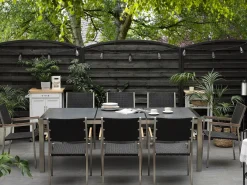 Tavolo da pranzo da giardino GROSSETO 220 cm 100 cm fiammato Granito Grigio grafite