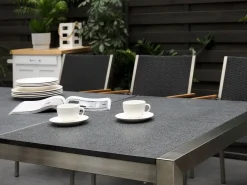Tavolo da pranzo da giardino GROSSETO 220 cm 100 cm fiammato Granito Grigio grafite