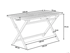 Tavolo da pranzo da giardino CENTO 140 cm 75 cm Legno d'acacia Marrone