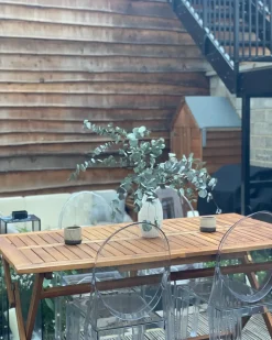 Tavolo da pranzo da giardino CENTO 140 cm 75 cm Legno d'acacia Marrone
