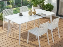 Tavolo da pranzo da giardino RODALLO 160 cm 90 cm Pietra Marmo bianco
