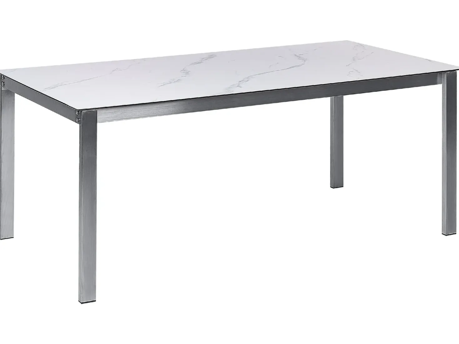 Tavolo da pranzo da giardino COSOLETO 180 cm 90 cm Effetto marmo Vetro Bianco