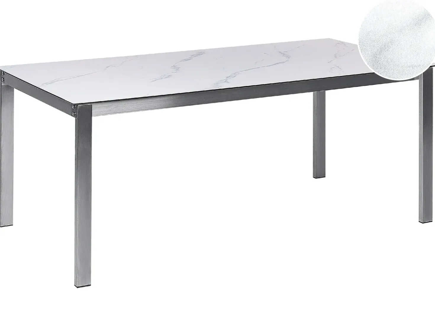 Tavolo da pranzo da giardino COSOLETO 180 cm 90 cm Effetto marmo Vetro Bianco