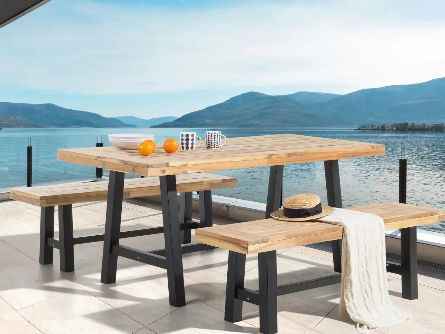 Tavolo da pranzo da giardino SCANIA 170 cm 80 cm Legno d'acacia Nero