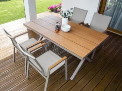 Tavolo da pranzo da giardino TIANO 160 cm 90 cm Metallo Tortora