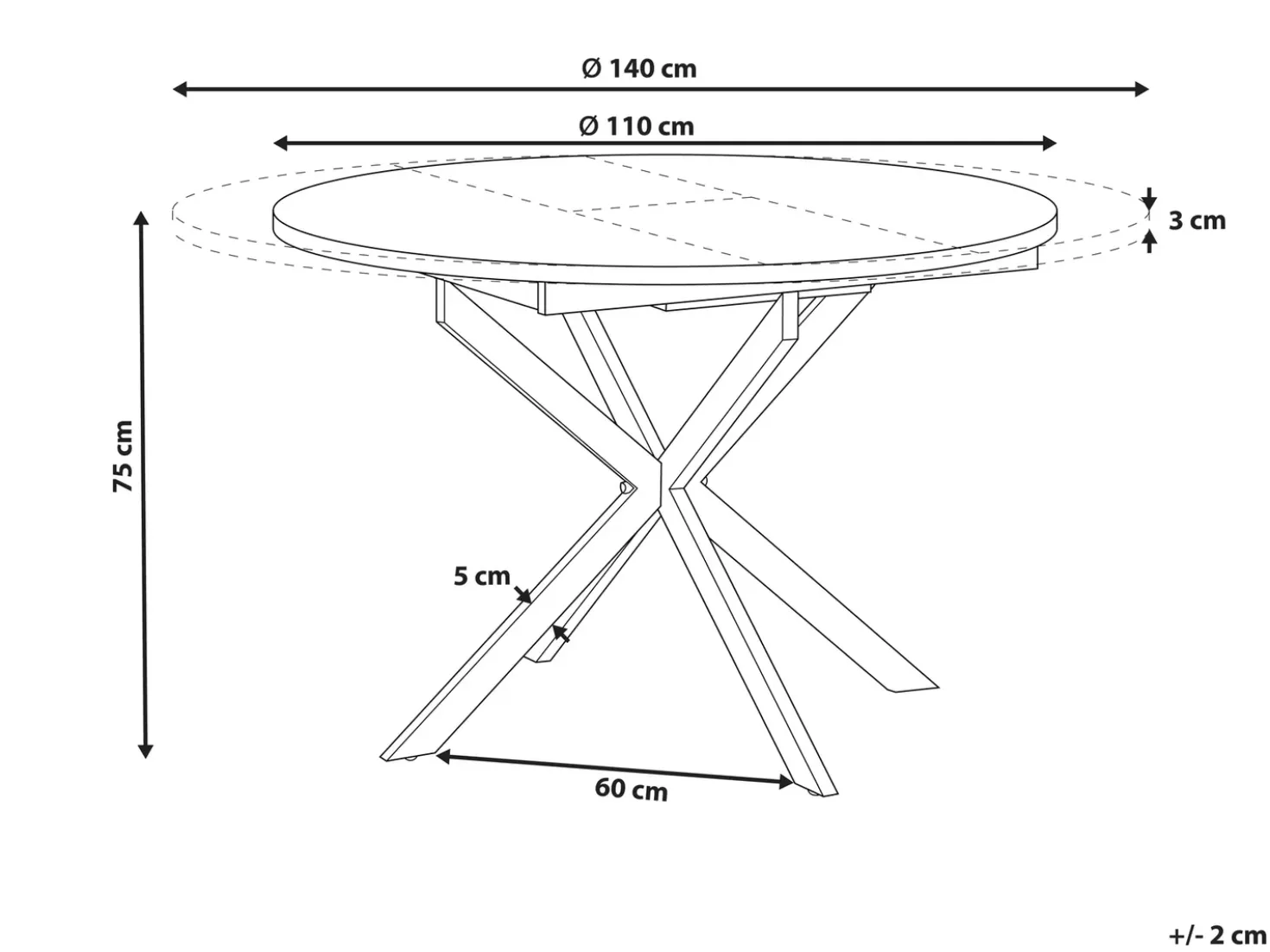 Tavolo da pranzo estensibile FRIONA Marrone scuro 110/140 cm 110 cm