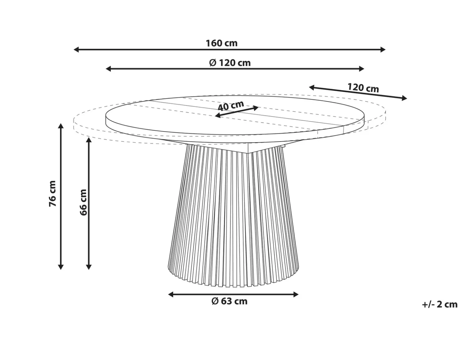 Tavolo da pranzo estensibile MOORE Frasino scuro 120/160 cm 120 cm