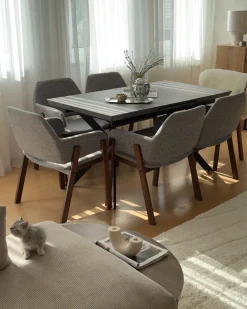 Tavolo da pranzo estensibile BENSON Grigio chiaro 140/180 cm 80 cm