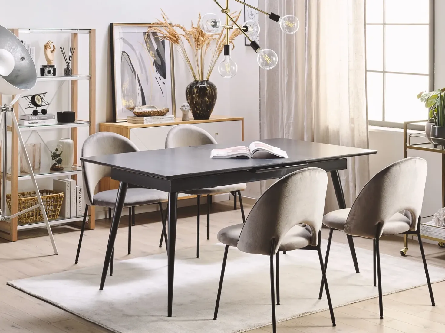 Tavolo da pranzo estensibile MALDON Nero 160/200 cm 90 cm