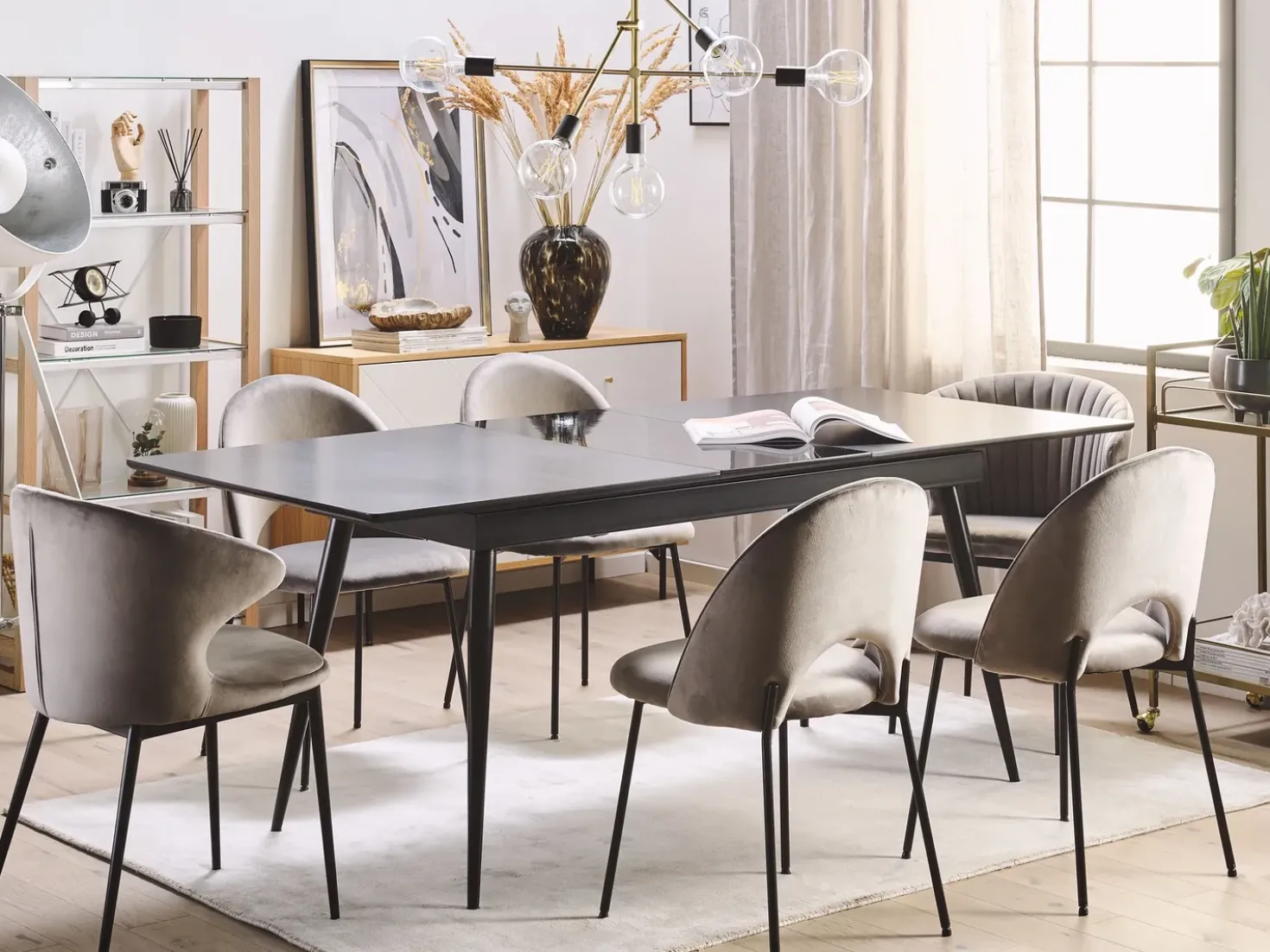 Tavolo da pranzo estensibile MALDON Nero 160/200 cm 90 cm