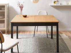 Tavolo da pranzo estensibile HOUSTON Marrone chiaro/Nero 120/150 cm 90 cm Legno di pino