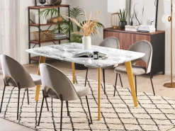 Tavolo da pranzo estensibile MOSBY Marmo/Oro 160/200 cm 90 cm