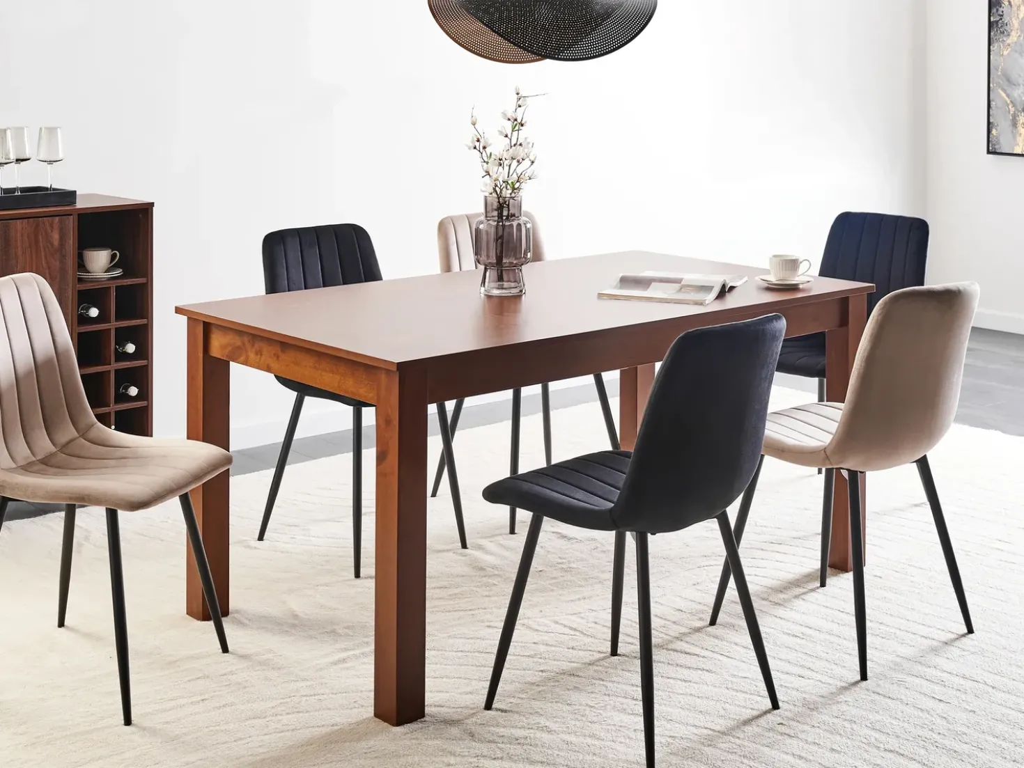 Tavolo da pranzo estensibile MADURA Frasino scuro 160/240 cm 90 cm